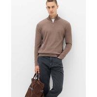 M&S Pure Cotton Half Zip Jumper Espresso