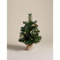 M&S 1.5ft Pre-Lit White Berries Christmas Tree Green