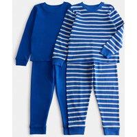 M&S 2 Pack Pure Cotton Kids' Waffle Pyjama Sets (1-8 Yrs) Blue Mix