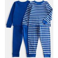 M&S 2 Pack Pure Cotton Kids' Waffle Pyjama Sets (1-8 Yrs) Blue Mix