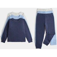 M&S Kids' 3 Pack Pure Cotton Waffle Pyjama Sets (1-8 Yrs) Blue Mix