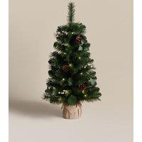 M&S 3ft Pre-Lit White Berries Christmas Tree Green