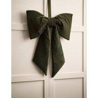 M&S Velvet Hanging Bow Decoration Dark Green