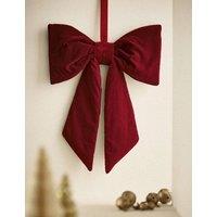 M&S Velvet Hanging Bow Decoration Red
