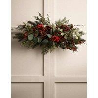 M&S Red Berry Half Moon Wreath Green Mix