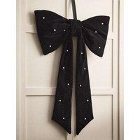 M&S Velvet & Pearl Hanging Bow Decoration Black Mix