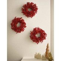 M&S Set of 3 Berry Statement Wreaths Red
