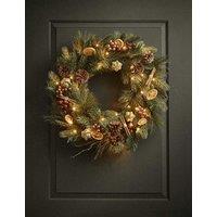 M&S 26in Pre-Lit Lime Cinnamon Wreath Green Mix