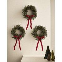 M&S Set of 3 Mini Bow Wreaths Green Mix