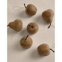 M&S 6 Pack Frosted Pear & Apple Baubles Brown Mix