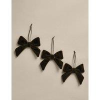 M&S 3 Pack Velvet Bows Green