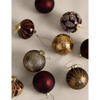 M&S 9 Pack Glass Mixed Finish Baubles Multi