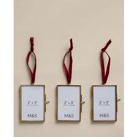 M&S 3 Pack Brass & Bow Photo Frame Decorations Antique Brass