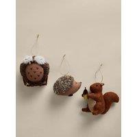 M&S 3 Pack Felt Woodland Animal Tree Decorations Multi