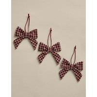 M&S 3 Pack Woven Gingham Bows Red Mix
