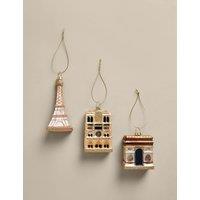 M&S 3 Pack Glass Hanging Paris Tree Decorations Multi