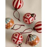 M&S 6 Pack Glass Decorative Baubles Multi