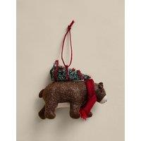 M&S Felt Hanging Bear and Tree Decoration Brown Mix