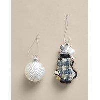 M&S 2 Pack Glass Hanging Golf Decorations Blue