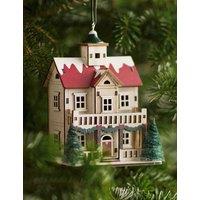 M&S Painted Wooden House Hanging Decoration Multi