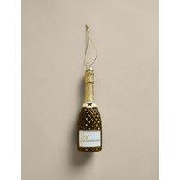 M&S Glass Hanging Prosecco Bottle Tree Decoration Green Mix