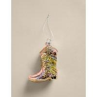 M&S Glass Novelty Cowboy Boot Bauble Pink