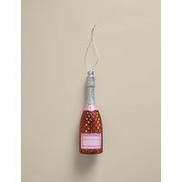 M&S Glass Prosecco Bottle Decoration Pink