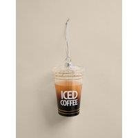 M&S Glass Novelty Iced Coffee Bauble Brown Mix