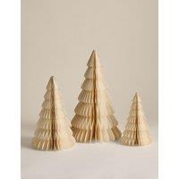 M&S 3 Pack Paper Tree Decorations Cream