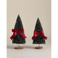 M&S 2 Pack Bow Trees Room Decoration Green