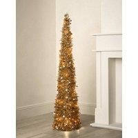 M&S 5ft Pre-Lit Tinsel Pop Up Christmas Tree Gold
