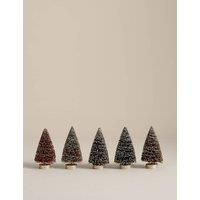 M&S Set of 5 Mini Bristle Tree Decorations Brown Mix