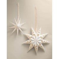 M&S 2 Pack Paper Cut-Out Hanging Star Decorations Cream