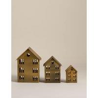 M&S 3 Pack Brass Nesting House Decorations Antique Brass