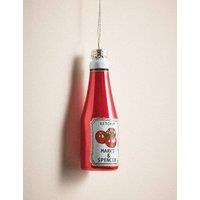 M&S Ketchup Bottle Glass Decoration Red