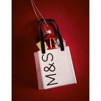 M&S Glass Hanging M&S Shopping Bag Decoration Silver
