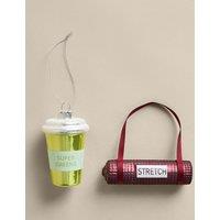 M&S 2 Pack Glass Hanging Pilates Tree Decorations Multi