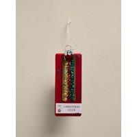 M&S Glass Christmas Sandwich Decoration Red Mix