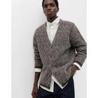 M&S Lofty Relaxed Fit Patterned Cardigan Chocolate Mix