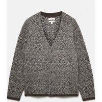M&S Lofty Relaxed Fit Patterned Cardigan Chocolate Mix
