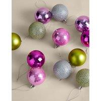 M&S 24 Pack Mixed Shatterproof Baubles Multi