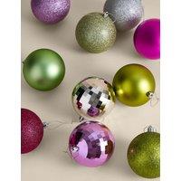 M&S 10 Pack Oversized Shatterproof Baubles Multi