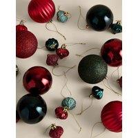 M&S 80 Pack Mix Shatterproof Baubles Red Mix