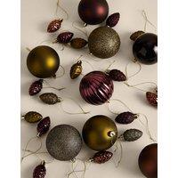 M&S 80 Pack Mix Shatterproof Baubles Brown Mix