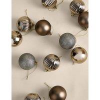 M&S 24 Pack Mixed Shatterproof Baubles Gold