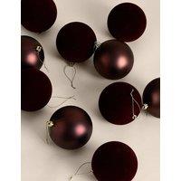 M&S 10 Pack Flocked Oversized Shatterproof Baubles Brown Mix