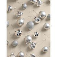 M&S 50 Pack Glass Baubles Silver