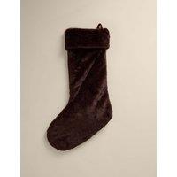 M&S Faux Fur Hanging Stocking Brown