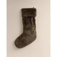 M&S Faux Fur Hanging Stocking Green