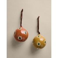 M&S 2 Pack Cotton Mache Glossy Baubles Multi